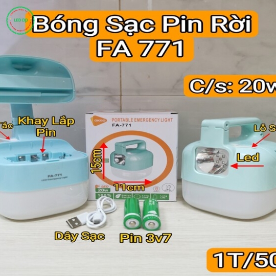 BÓNG SẠC PIN RỜI FA 771
